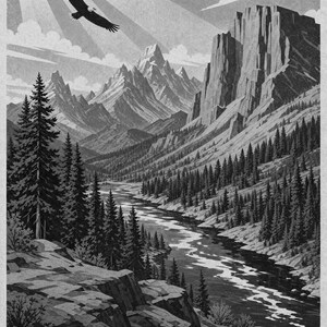 Burnt Orange National Park Wall Art | WPA Mountain Poster | Cabin Lodge Print image 10