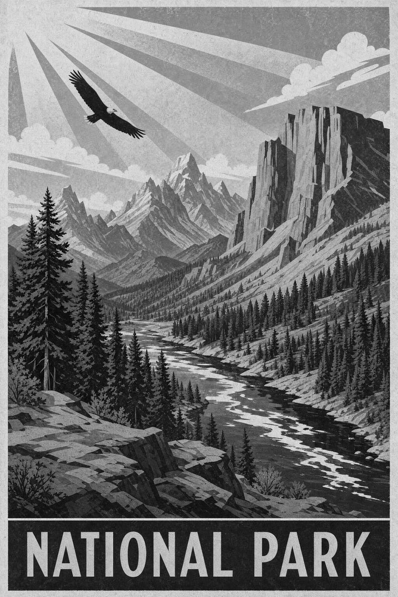 Burnt Orange National Park Wall Art | WPA Mountain Poster | Cabin Lodge Print image 10