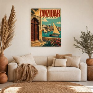 Zanzibar Travel Poster | Vintage Stone Town Print | Tanzania Wall Art | Printed & Shipped image 7