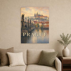Póster de viaje de Praga | Pintura suave de la República Checa | Lámina artística con nombre de ciudad | Impreso y enviado imagen 9