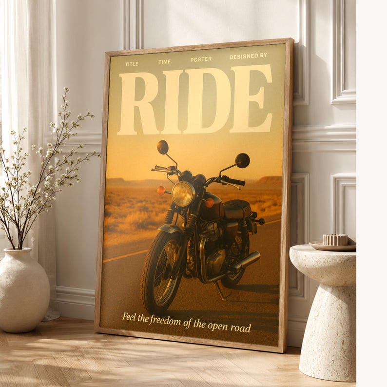 Ride Retro Poster | Vintage 70s Wall Art Print | Aesthetic Magazine Print | Mid Century Retro Decor Gift image 1