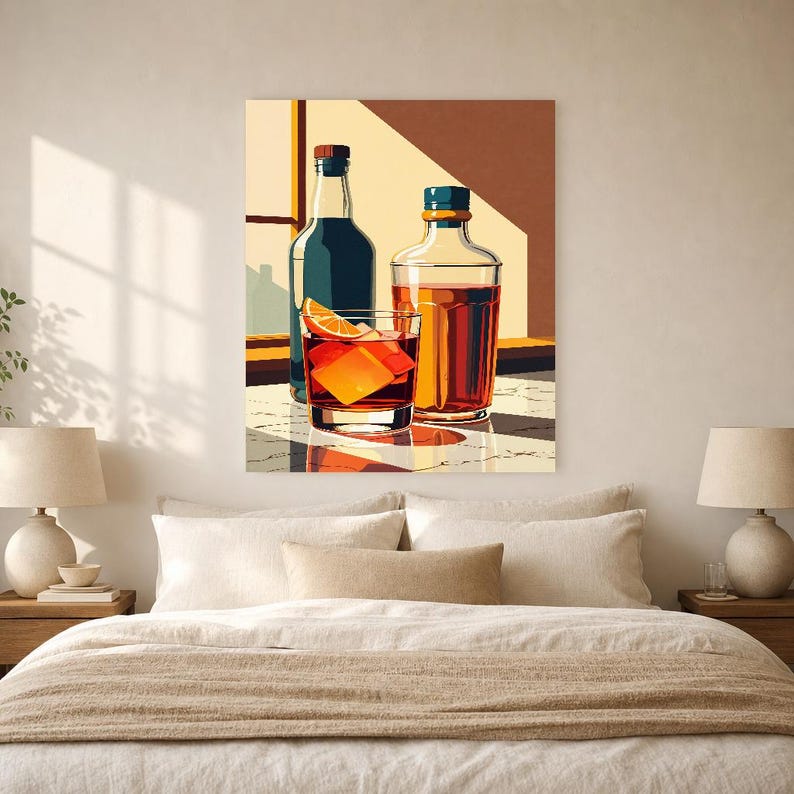 Negroni Cocktail Wall Art | Retro Bar Cart Poster | Vintage Aperitivo Kitchen Print image 5