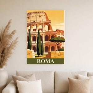 Rome Vintage Travel Poster | Retro Italy City Art Print | Housewarming Gift Wall Decor image 2