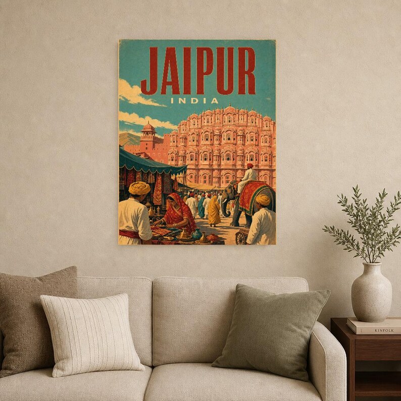 Jaipur Travel Poster | Vintage Pink City Print | Indian Wall Art | Printed & Shipped image 9