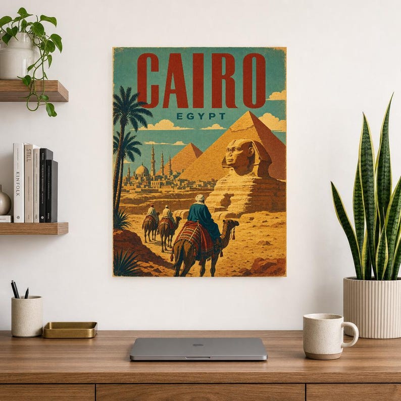 Kairo-Reiseposter | Vintage-Pyramiden-Druck | Ägyptische Wandkunst | Gedruckt & Versand Bild 8