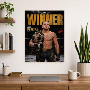 Alex Pereira Champion Poster | UFC Gold Belt MMA Wall Art Print | Heavyweight Fight Night Decor image 8