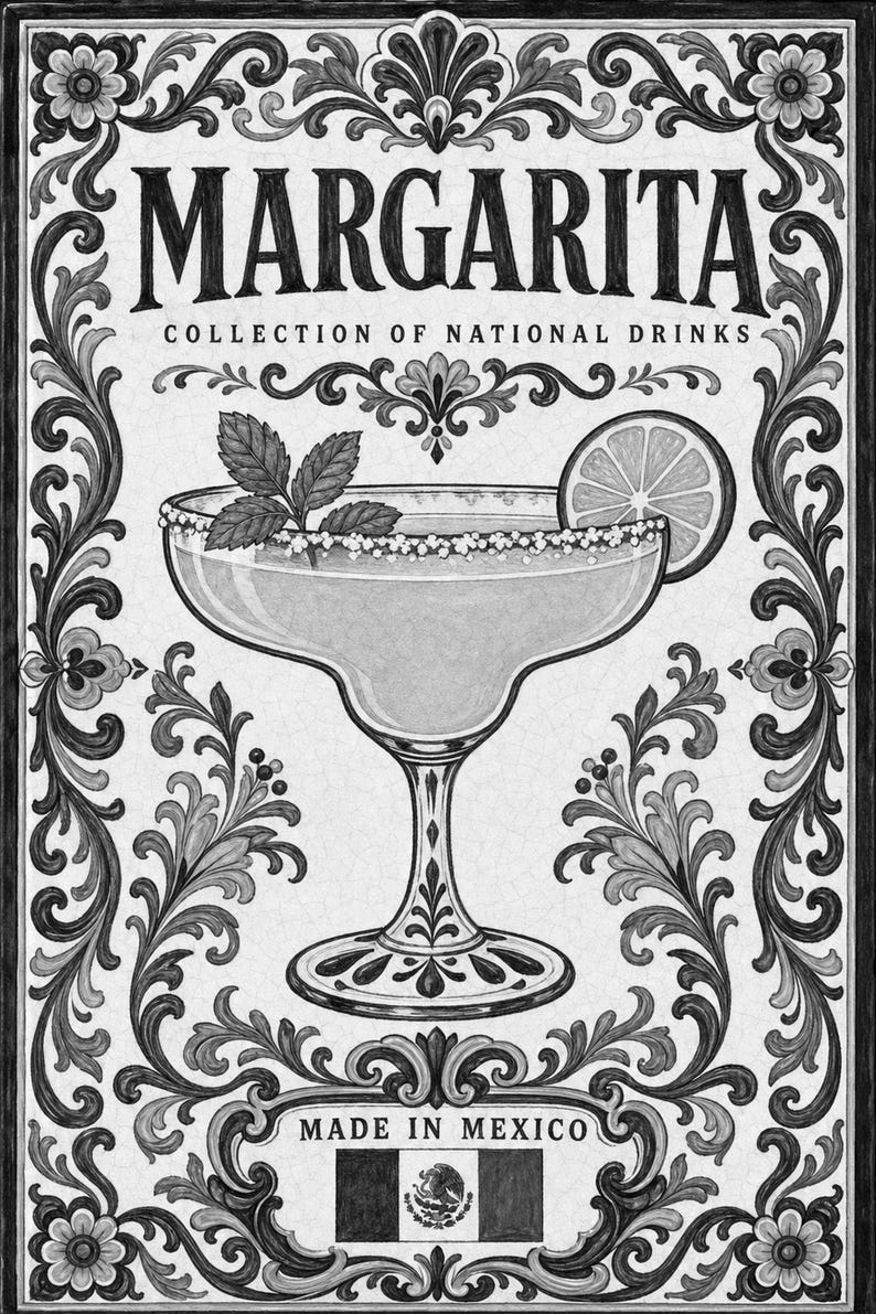 Margarita Cocktail Tile Wall Art Print | Mexico National Drink Poster | Azulejo Bar Cart Print | Maiolica Kitchen Decor image 10