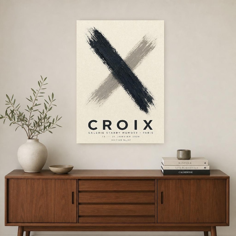 Cross | Abstract Wall Art | Modern Gallery Poster | Minimalist Print | Printed & Shipped image 2