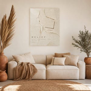 Relief | Abstract Wall Art | Modern Gallery Poster | Beige Textured Minimalist Print | Printed & Shipped image 7
