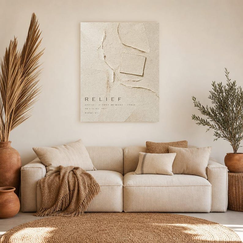 Relief | Abstract Wall Art | Modern Gallery Poster | Beige Textured Minimalist Print | Printed & Shipped image 7