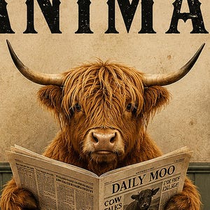 Funny Highland Cow Bathroom Wall Art Print | Wash Your Hands Poster | Vintage Farmhouse Bathroom Print image 3