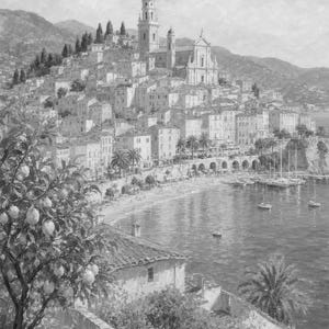 Menton Travel Poster | French Soft Painting Riviera Wall Art | Cote d'Azur Coastal Print | Printed & Shipped image 10