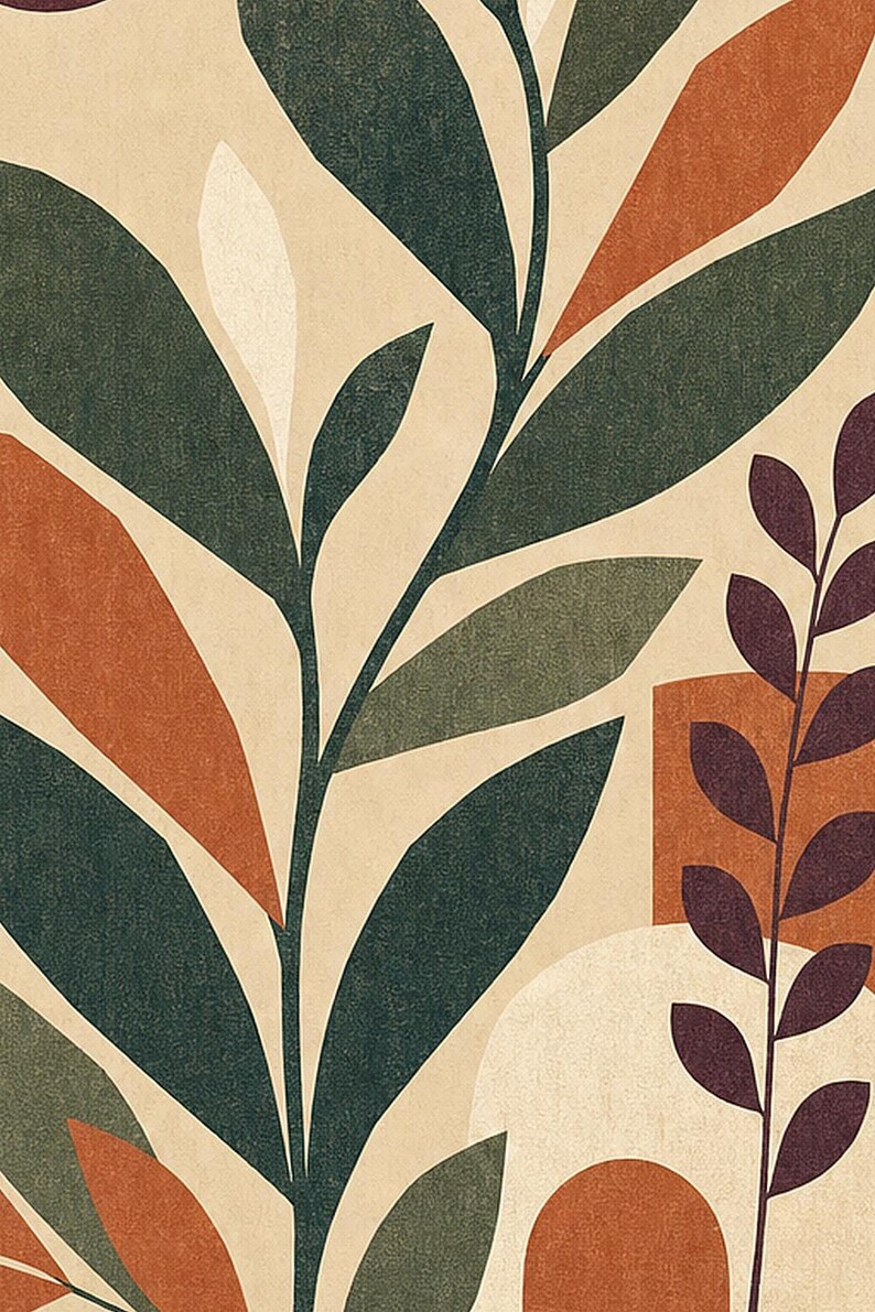 Afrohemian Botanical Wall Art Print | African Boho Plant Poster | Jade Terracotta Earth Tones | Organic Modern Wall Decor image 3