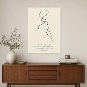 One Line | Abstract Wall Art | Modern Gallery Poster | Black and Cream Minimalist Print | Printed & Shipped image 2