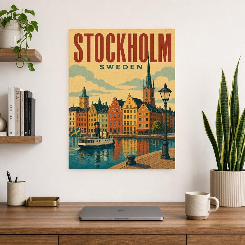 Stockholm Travel Poster | Vintage Old Town Print | Sweden Wall Art | Printed & Shipped image 8