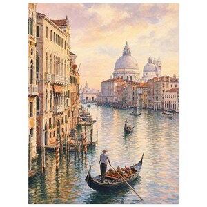 Venice Travel Poster | Soft Painting Italy Wall Art | Grand Canal Gondola Coastal Print | Printed & Shipped 30x40 cm / 12x16″