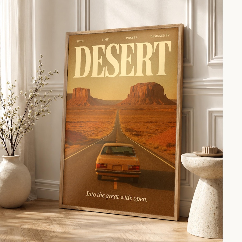 Desert Retro Poster | Vintage 70s Wall Art Print | Aesthetic Magazine Print | Mid Century Retro Decor Gift image 1