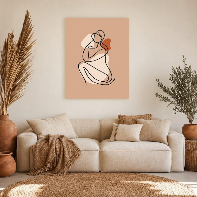 One Line Female Body Wall Art Print | Minimalist Line Drawing Poster | Abstract Boho Bedroom Print image 6