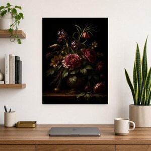 Dark Academia Botanical Wall Art | Moody Plum Floral Poster | Vintage Jewel Tone Study Room Print image 7