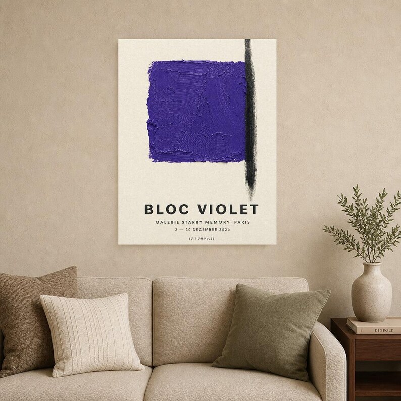 Purple Block | Abstract Wall Art | Modern Gallery Poster | Minimalist Print | Printed & Shipped image 9