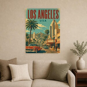 Los Angeles Travel Poster | Vintage Palms Print | USA Wall Art | Printed & Shipped image 9