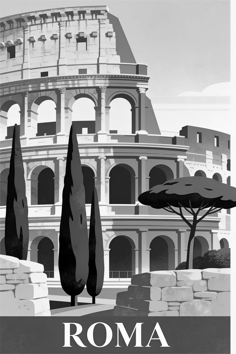 Rome Vintage Travel Poster | Retro Italy City Art Print | Housewarming Gift Wall Decor image 17