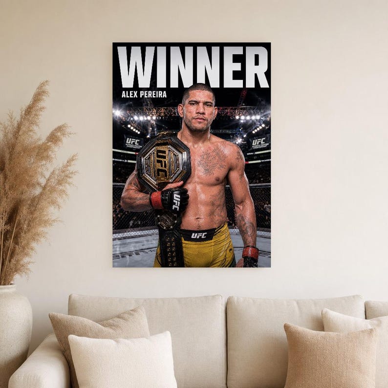 Alex Pereira Champion Poster | UFC Heavyweight Belt MMA Wall Art Print | Fight Night Decor image 4