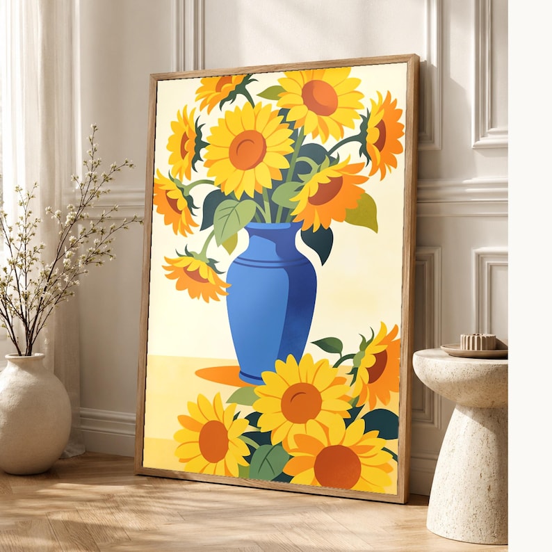 Mediterrane zonnebloemkeukenprint | Dolce Vita Italiaanse Wall Art Print | Eetkamer zomerdecor afbeelding 1