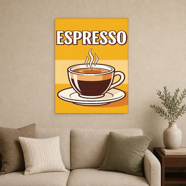 Espresso Kitchen Wall Art Print | Retro Bistro Coffee Poster | Maximalist Cafe Kitchen Print | Dining Room Decor image 15