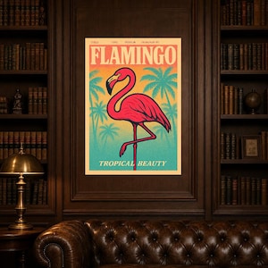 Flamingo Retro Poster | Vintage 70s Wall Art Print | Aesthetic Magazine Print | Mid Century Retro Decor Gift image 7