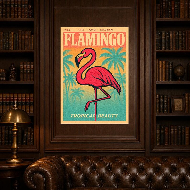 Flamingo Retro Poster | Vintage 70s Wall Art Print | Aesthetic Magazine Print | Mid Century Retro Decor Gift image 7