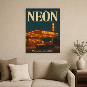 Póster retro de neón | Impresión de arte de pared vintage de los años 70 | Impresión de revista estética ? Regalo de decoración retro de med imagen 12