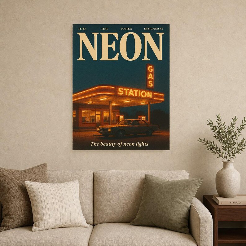Póster retro de neón | Impresión de arte de pared vintage de los años 70 | Impresión de revista estética ? Regalo de decoración retro de med imagen 12