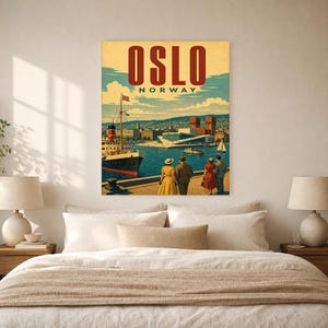 Oslo Travel Poster | Vintage Fjord Print | Norway Wall Art | Printed & Shipped image 6
