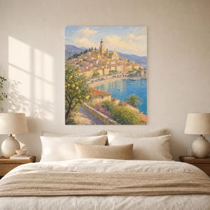 Menton Travel Poster | French Soft Painting Riviera Wall Art | Cote d'Azur Coastal Print | Printed & Shipped image 6