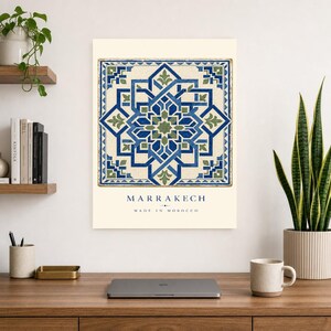 Marrakech Zellige Tile Wall Art Print | Moroccan Geometric Star Poster | Blue Green Maiolica Print | Boho Mediterranean Decor | Morocco Gift image 10