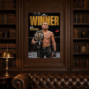 Alex Pereira Champion Poster | UFC Gold Belt MMA Wall Art Print | Heavyweight Fight Night Decor image 5