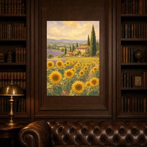 Provence Sunflowers Poster | Soft Painting France Wall Art | Sunflower Field Landscape Print | Printed & Shipped image 5