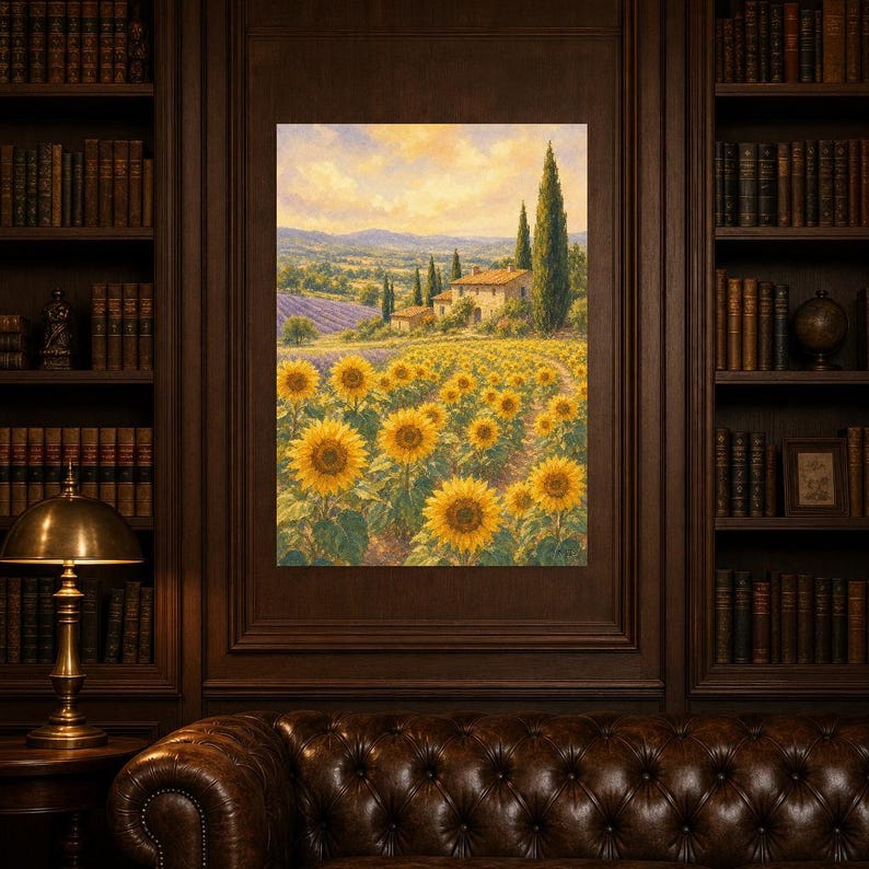 Provence Sunflowers Poster | Soft Painting France Wall Art | Sunflower Field Landscape Print | Printed & Shipped image 5
