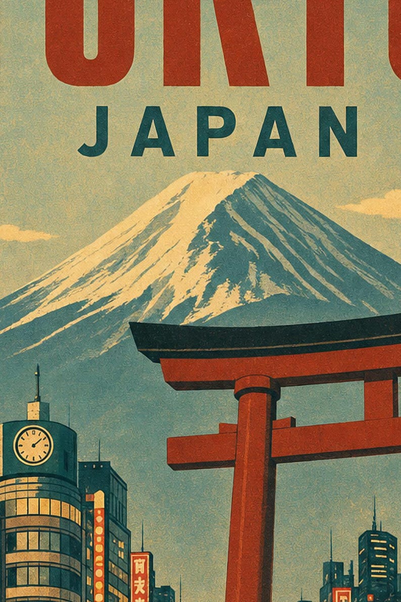 Tokio-Reiseposter | Vintage-Druck des Berges Fuji | Japanische Wandkunst | Gedruckt & Versand Bild 3