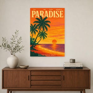Paradise Retro Poster | Vintage 70s Wall Art Print | Aesthetic Magazine Print | Mid Century Retro Decor Gift image 3