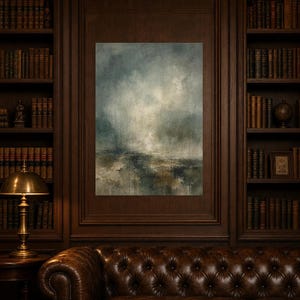Dark Green Abstract Wall Art Print | Large Statement Color Field Print | Forest Impasto Textured Poster | Moody Wabi-Sabi Office Decor image 5