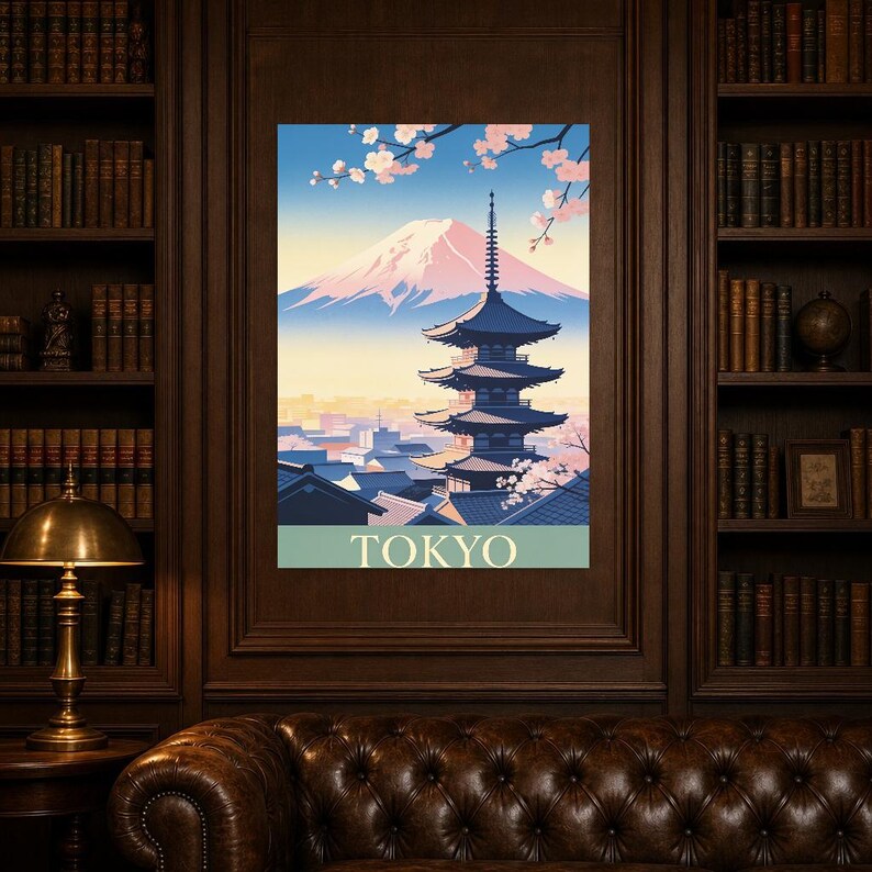 Tokyo Vintage Travel Poster | Retro Japan City Art Print | Housewarming Gift Wall Decor image 4