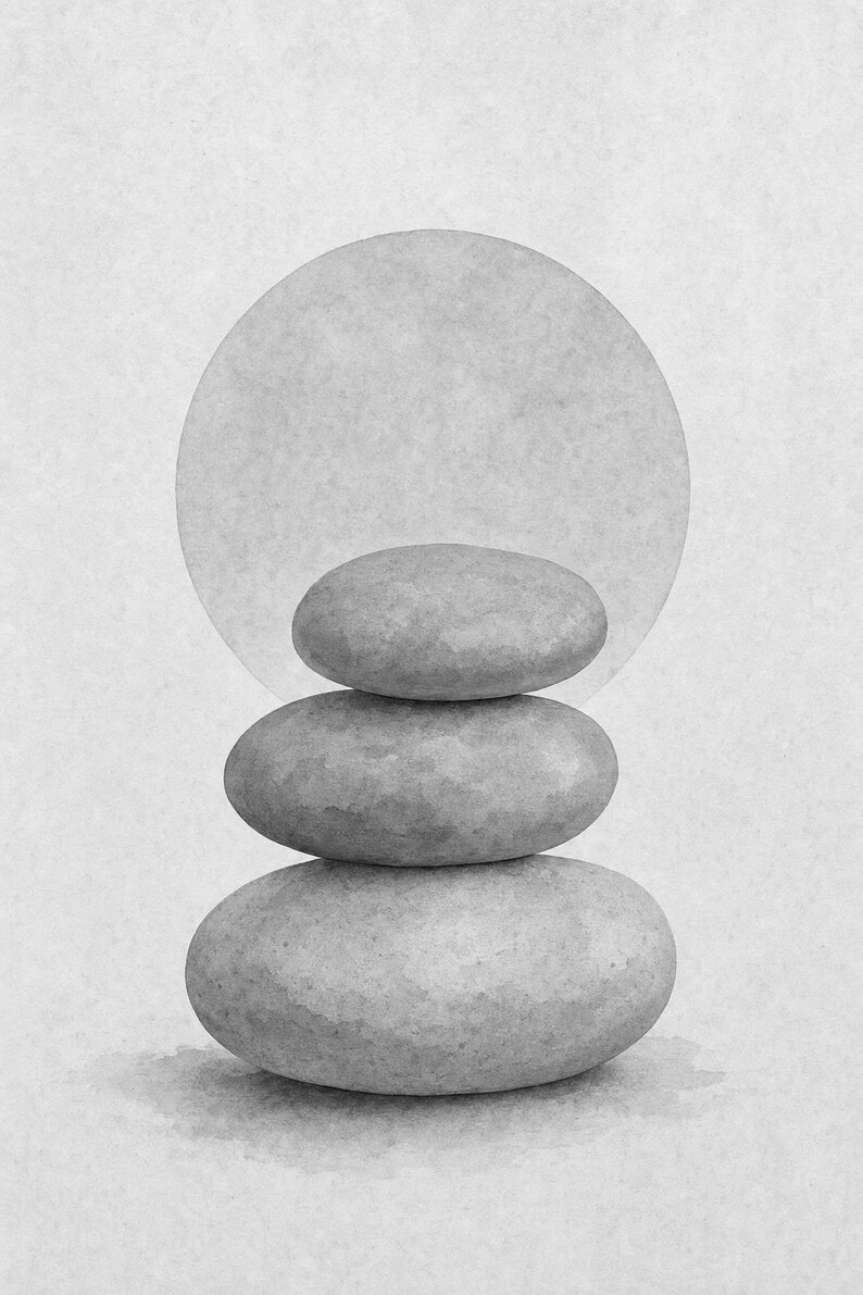 Sage Sand Japandi Wall Art Print | Neutral Gallery Wall Set | Wabi Sabi Stacked Stones Print image 10