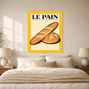 Brotküche Wand kunstdruck | Retro-Bistro-Bäckerei-Poster | Maximalistischer französischer Boulangerie-Druck | Esszimmer-Dekor Bild 9