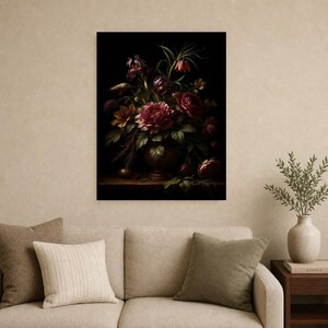 Dark Academia Botanical Wall Art | Moody Plum Floral Poster | Vintage Jewel Tone Study Room Print image 8