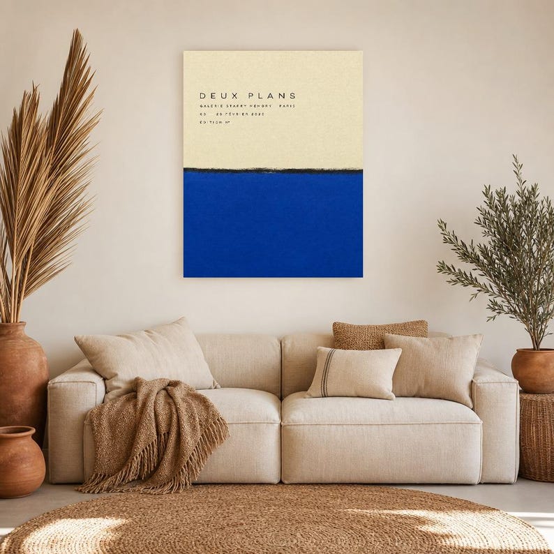 Two Plans | Abstract Wall Art | Modern Gallery Poster | Cobalt and Black Minimalist Print | Printed & Shipped image 7