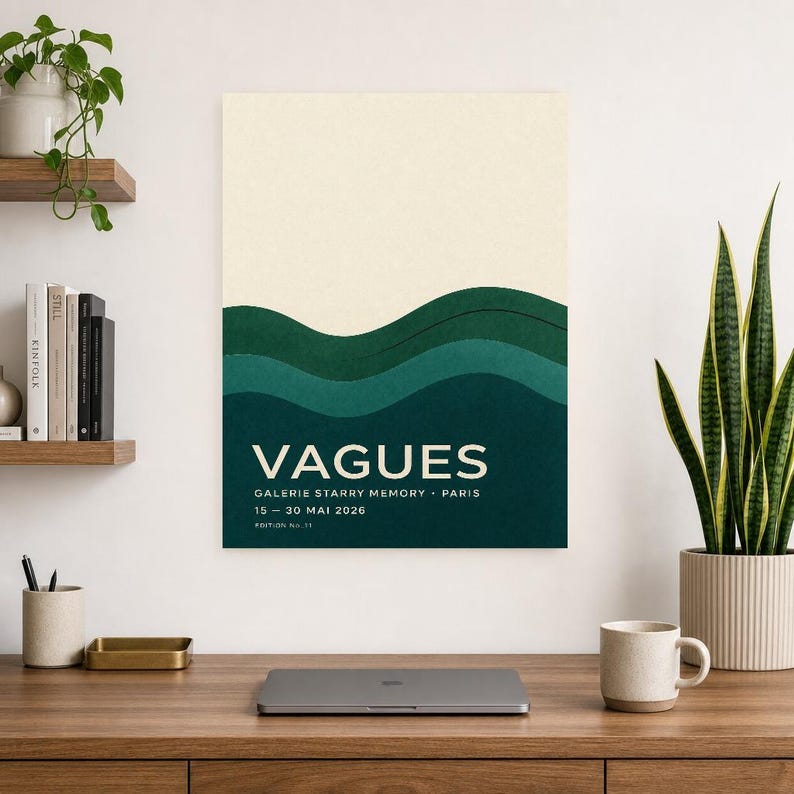 Waves | Abstract Wall Art | Modern Gallery Poster | Minimalist Print | Printed & Shipped image 8