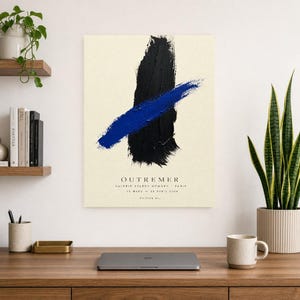 Zagranica | Abstrakcyjna sztuka ścienna | Nowoczesny plakat galeryjny | Minimalistyczny wydruk w kolorze niebieskim i czarnym | Wydruk i wysyłka zdjęcie 8