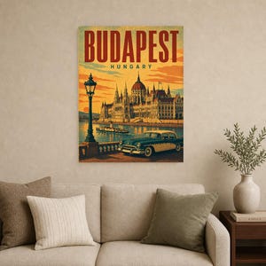 Budapest Travel Poster | Vintage Parliament Print | Hungary Wall Art | Printed & Shipped image 9